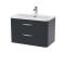 Nuie 800mm Soft Black Wall Hung 2 Drawer Vanity Unit with Basin