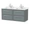 Hudson Reed Lille 1200mm Wall Hung 4-Drawer Vanity Unit With Double Marble Basins