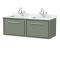 Hudson Reed Lille 1220mm Fern Green Wall Hung Double Basin Vanity Unit With Marble Worktop Basins