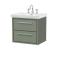 Hudson Reed Lille 600mm Fern Green Wall Hung 2-Drawer Vanity Unit with 3 Tap Hole Basin