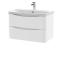 Nuie Lunar 800mm Satin White Wall Hung Vanity Unit With Ceramic Basin