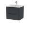 Nuie Lunar 600mm Wall Hung 2 Drawer Unit & Ceramic Basin