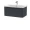 Nuie Lunar 800mm Soft Black Wall Hung 1 Drawer Basin Unit With 1 Tap Hole Ceramic Basin