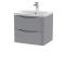 Nuie Lunar 600mm Satin Grey Wall Hung 2 Drawer Vanity Unit with Basin