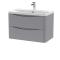 Nuie Lunar 800mm Satin Grey Wall Hung 2 Drawer Unit With Thin Edge Ceramic Basin