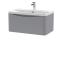 Nuie Lunar 800mm Satin Grey 1 Drawer Wall Hung Vanity Unit With Ceramic Basin