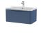Nuie Lunar 800mm Satin Blue Wall Hung 1 Drawer Unit with Ceramic Basin