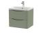 Nuie Lunar 600mm Satin Green Wall Hung 2 Drawer Unit & Basin