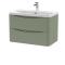 Nuie Lunar 800mm Satin Green Wall Hung 2 Drawer Unit with Ceramic Basin