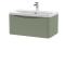 Nuie Lunar 800mm Satin Green Wall Hung 1 Drawer Vanity Unit With Ceramic Basin