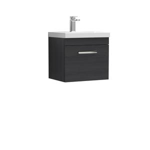 Nuie Athena 500mm Charcoal Black Wall Hung Single Drawer Vanity Unit With Basin