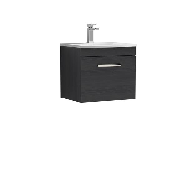 Nuie Athena 500mm Wall Hung Single Drawer Vanity Unit With 1 Tap Hole Basin