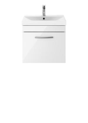 Nuie Athena 500mm Wall Hung Single Drawer Vanity Unit With 1 Tap Hole Basin