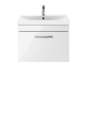 Nuie Athena 600mm Wall Hung Single Drawer Vanity Unit With 1 Tap Hole Basin