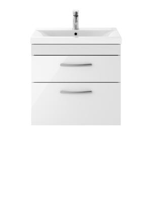 Nuie Athena 600mm Wall Hung Gloss White Vanity Unit With Basin