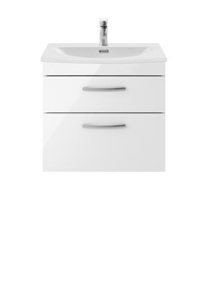 Nuie Athena 600mm Wall Hung 2 Drawer Vanity Unit with Basin
