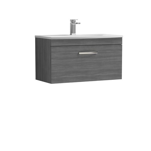 Nuie Athena 800mm Wall Hung Single Drawer Vanity Unit With 1 Tap Hole Basin