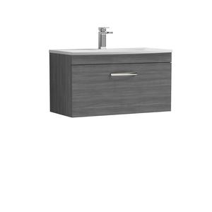 Nuie Athena 800mm Wall Hung Single Drawer Vanity Unit With 1 Tap Hole Basin