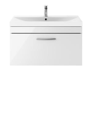 Nuie Athena 800mm Wall Hung Single Drawer Vanity Unit with 1 Tap Hole Basin