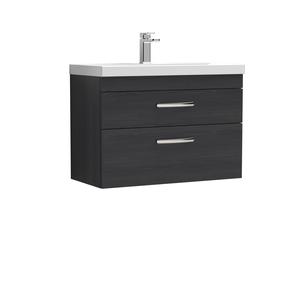 Nuie Athena 800mm Charcoal Black Wall Hung Vanity Unit With 1 Tap Hole Basin