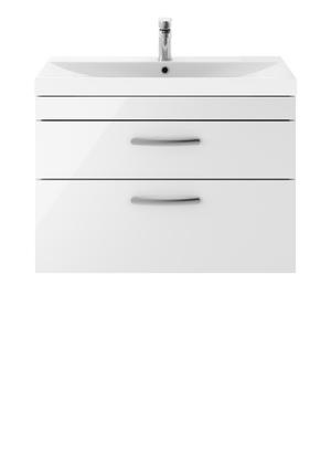 Nuie Athena 800mm Wall Hung 2 Drawer Vanity Unit With Thin-Edge 1 Tap Hole Basin