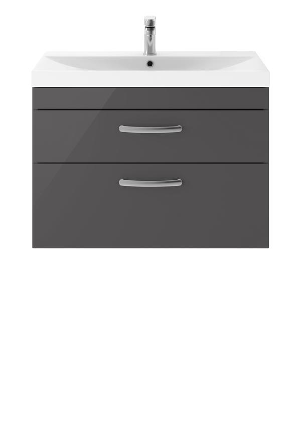 Nuie Athena 800mm 2 Drawer Wall Hung Vanity Unit With 1 Tap Hole Basin