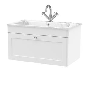 Classique Wall Hung 1 Drawer Vanity Basin Unit & 1 Tap Hole Stone Basin, 800mm