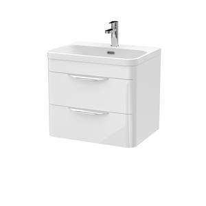 Nuie Parade 600mm Wall Hung 2 Drawer Vanity Unit With Thin Edge Ceramic Basin