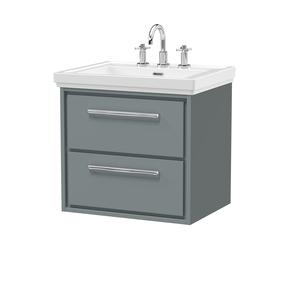 Hudson Reed Lille 600mm Wall Hung 2-Drawer Vanity Unit With 3 Tap Hole Basin