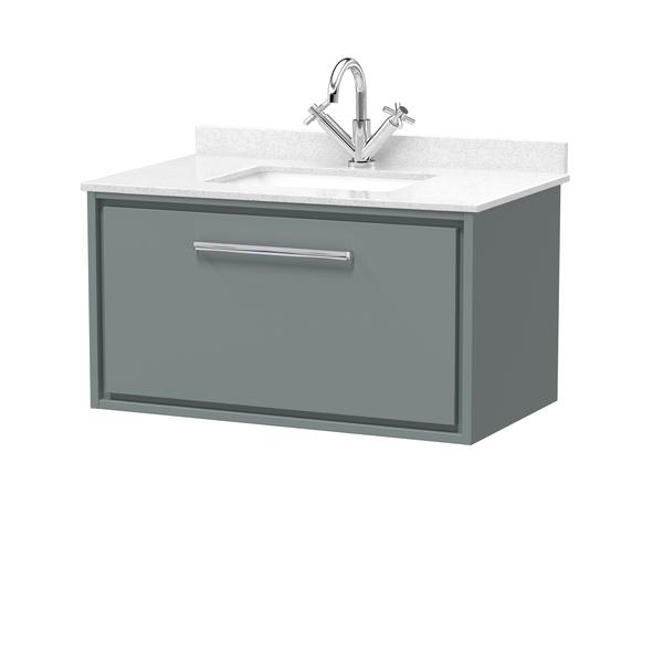 Lille 800mm Wall Hung Single Drawer Vanity with Marble Worktop Basin