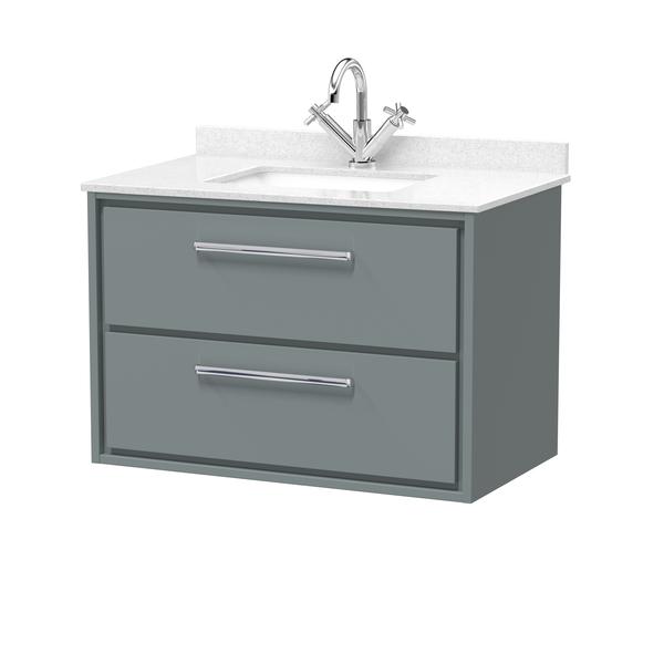 Lille 800mm Wall Hung 2-Drawer Vanity with Marble Worktop Basin
