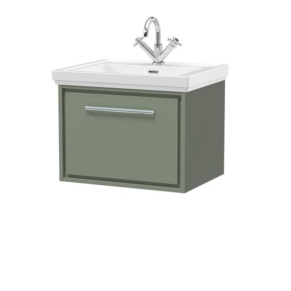 Lille 600mm Wall Hung Single Drawer Vanity with Basin - 1 Tap Hole