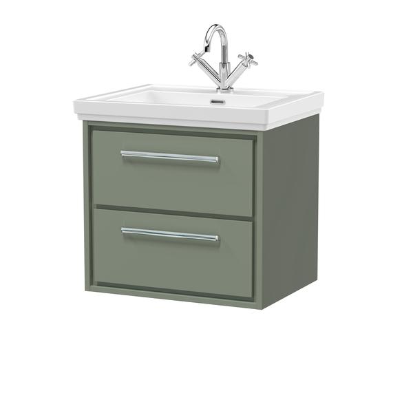 Lille 600mm Wall Hung 2-Drawer Vanity with Basin - 1 Tap Hole