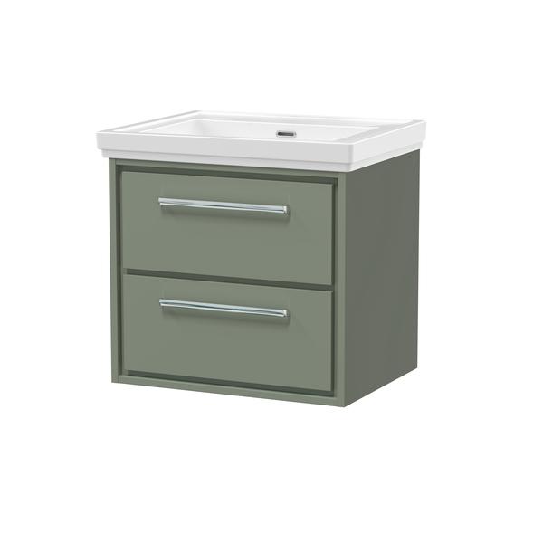 Lille 600mm Wall Hung 2-Drawer Vanity with Basin - 0 Tap Hole