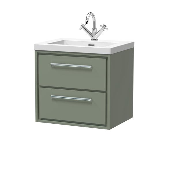 Hudson Reed Lille 600mm Wall Hung 2-Drawer Vanity Unit with 1 Tap Hole Basin