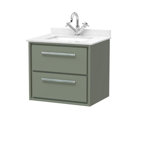 Lille 600mm Wall Hung 2-Drawer Vanity with Marble Worktop Basin