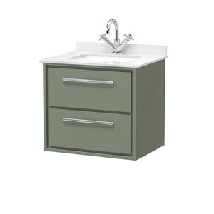 Lille 600mm Wall Hung 2-Drawer Vanity with Marble Worktop Basin