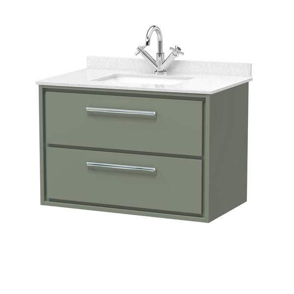 Lille 800mm Wall Hung 2-Drawer Vanity with Marble Worktop Basin