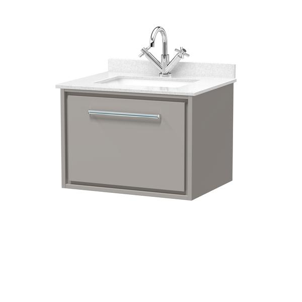 Lille 600mm Wall Hung Single Drawer Vanity with Marble Worktop Basin