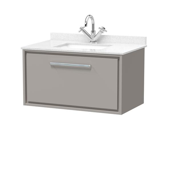 Lille 800mm Wall Hung Single Drawer Vanity with Marble Worktop Basin