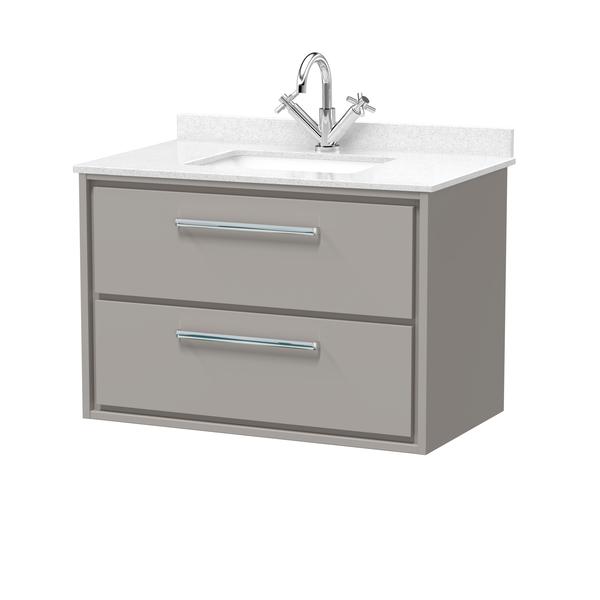 Lille 800mm Wall Hung 2-Drawer Vanity with Marble Worktop Basin