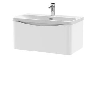 Nuie Lunar 800mm Wall Hung 1 Drawer Unit & Ceramic Basin with Soft Close Drawer, 1 Tap Hole