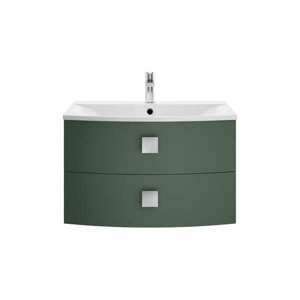 Hudson Reed Sarenna 700mm Hunter Green Wall Hung 2 Drawer Vanity Unit With Polymarble Basin