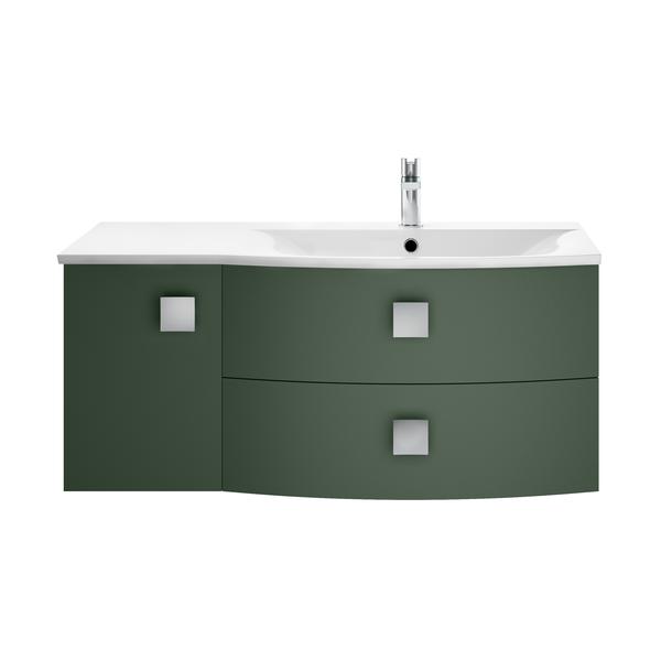 Hudson Reed Sarenna 1000mm Hunter Green Wall Hung 2 Drawer 1 Door Vanity Unit With Polymarble Basin