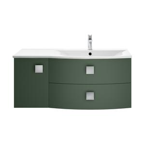Hudson Reed Sarenna 1000mm Hunter Green Wall Hung 2 Drawer 1 Door Vanity Unit With Polymarble Basin