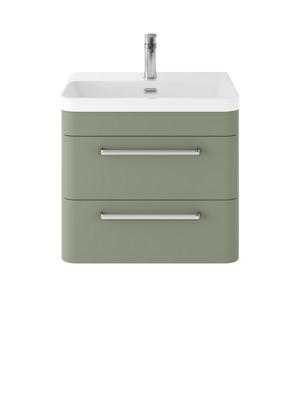 Solar 600mm Wall Hung 2-Drawer Unit and Thin Edge Ceramic 1 Tap Hole Basin