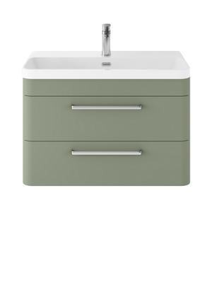 Hudson Reed Solar 800mm Fern Green Wall Hung 2-Drawer Unit with 1 Tap Hole Basin