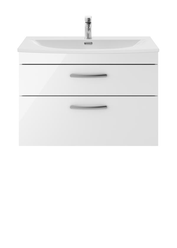 Nuie Athena 800mm 2 Drawer Wall Hung Vanity Unit With Basin