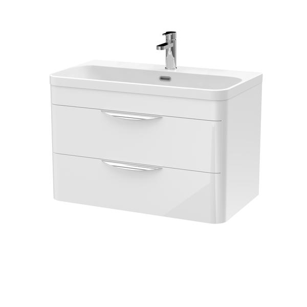 Nuie Parade 800mm Wall Hung 2 Drawer Vanity Unit With Thin Edge Ceramic Basin