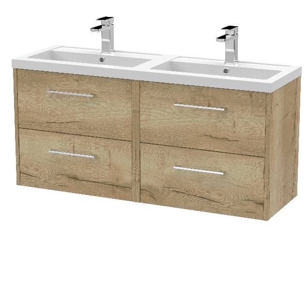 1200mm Wall Hung 4 Drawer Vanity & Double Basin